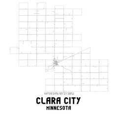 Clara City Minnesota. US street map with black and white lines.