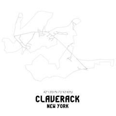 Claverack New York. US street map with black and white lines.