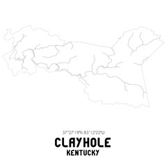 Clayhole Kentucky. US street map with black and white lines.