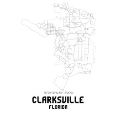 Clarksville Florida. US street map with black and white lines.