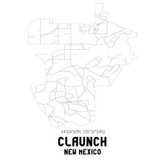 Claunch New Mexico. US street map with black and white lines.