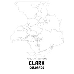 Clark Colorado. US street map with black and white lines.