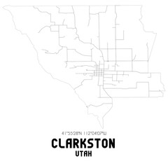 Clarkston Utah. US street map with black and white lines.