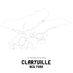 Claryville New York. US street map with black and white lines.