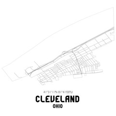 Cleveland Ohio. US street map with black and white lines.