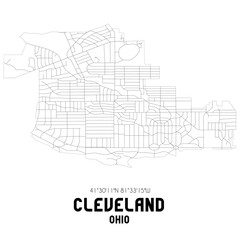 Cleveland Ohio. US street map with black and white lines.