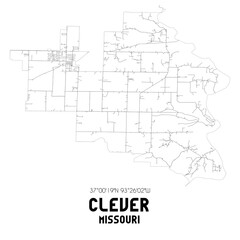 Clever Missouri. US street map with black and white lines.