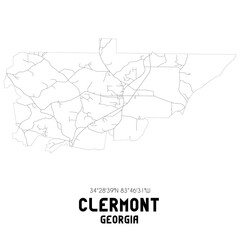 Clermont Georgia. US street map with black and white lines.