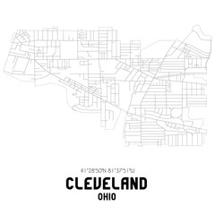 Obraz premium Cleveland Ohio. US street map with black and white lines.