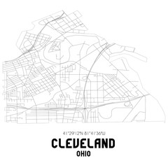 Fototapeta na wymiar Cleveland Ohio. US street map with black and white lines.