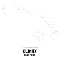Climax New York. US street map with black and white lines.
