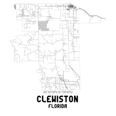 Clewiston Florida. US street map with black and white lines.