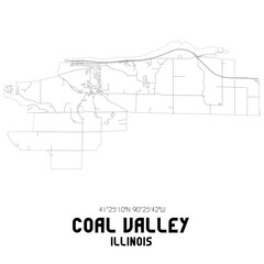 Coal Valley Illinois. US street map with black and white lines.