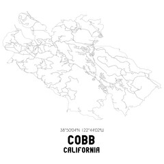 Fototapeta premium Cobb California. US street map with black and white lines.
