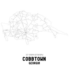 Cobbtown Georgia. US street map with black and white lines.