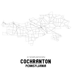 Cochranton Pennsylvania. US street map with black and white lines.