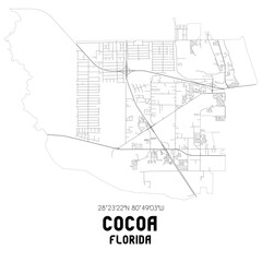 Fototapeta premium Cocoa Florida. US street map with black and white lines.
