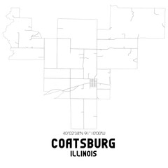 Coatsburg Illinois. US street map with black and white lines.