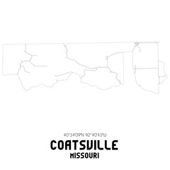 Coatsville Missouri. US street map with black and white lines.
