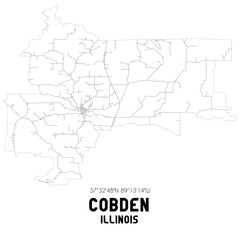 Cobden Illinois. US street map with black and white lines.