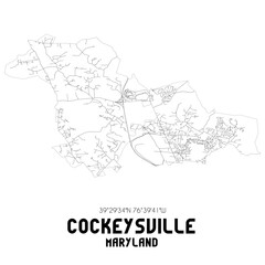 Fototapeta na wymiar Cockeysville Maryland. US street map with black and white lines.