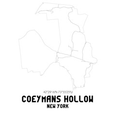 Coeymans Hollow New York. US street map with black and white lines.