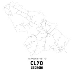 Clyo Georgia. US street map with black and white lines.