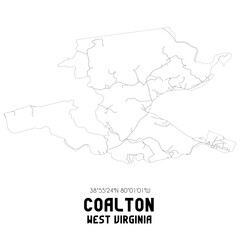 Coalton West Virginia. US street map with black and white lines.