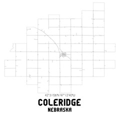 Coleridge Nebraska. US street map with black and white lines.