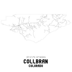 Collbran Colorado. US street map with black and white lines.