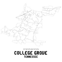 College Grove Tennessee. US street map with black and white lines.