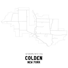 Colden New York. US street map with black and white lines.