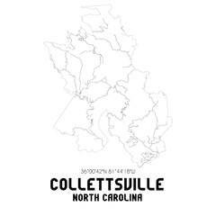 Collettsville North Carolina. US street map with black and white lines.
