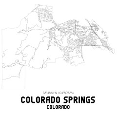 Colorado Springs Colorado. US street map with black and white lines.