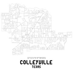 Colleyville Texas. US street map with black and white lines.