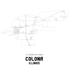 Colona Illinois. US street map with black and white lines.