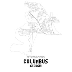 Columbus Georgia. US street map with black and white lines.
