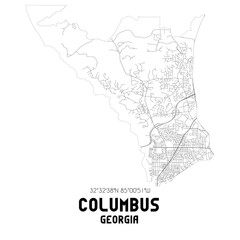 Fototapeta na wymiar Columbus Georgia. US street map with black and white lines.