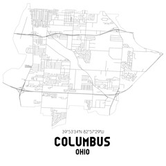 Columbus Ohio. US street map with black and white lines.