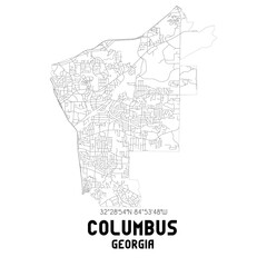 Columbus Georgia. US street map with black and white lines. - obrazy, fototapety, plakaty