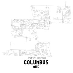 Columbus Ohio. US street map with black and white lines.