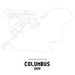 Columbus Ohio. US street map with black and white lines.