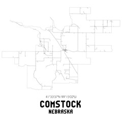 Obraz premium Comstock Nebraska. US street map with black and white lines.