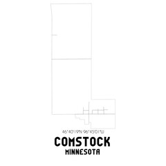 Comstock Minnesota. US street map with black and white lines.