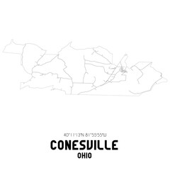 Conesville Ohio. US street map with black and white lines.