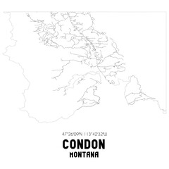 Condon Montana. US street map with black and white lines.