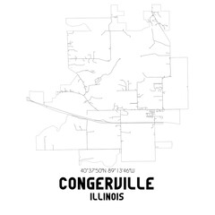 Congerville Illinois. US street map with black and white lines.