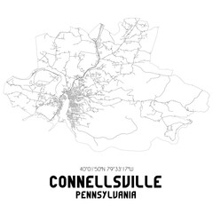 Connellsville Pennsylvania. US street map with black and white lines.