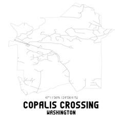 Copalis Crossing Washington. US street map with black and white lines.