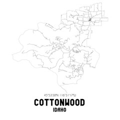 Fototapeta na wymiar Cottonwood Idaho. US street map with black and white lines.